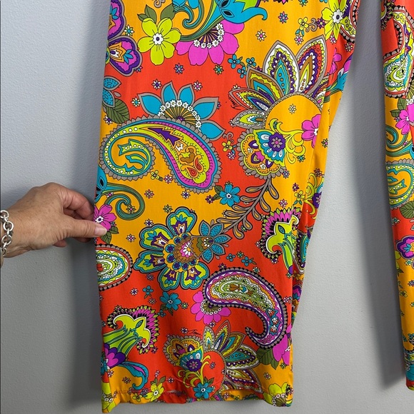 Trina Turk Bohemian Paisley Printed Wide Leg Beach Pants Nylon Stretch Medium - Picture 5 of 16
